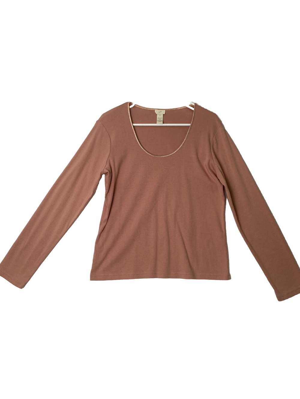 J. Jill Womens T shirt womens M  Peach round neck Long Sleeve Satin Trimmed
